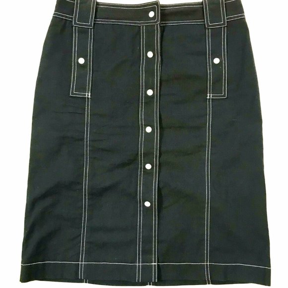 Banana Republic Dresses & Skirts - Banana Republic Navy Blue Skirt Straight Knee Snap Front Belt loops sz 4 S EUC